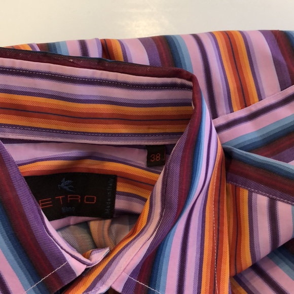 Etro Mens Multicolored Striped Shirt, size 38 - Picture 3 of 7